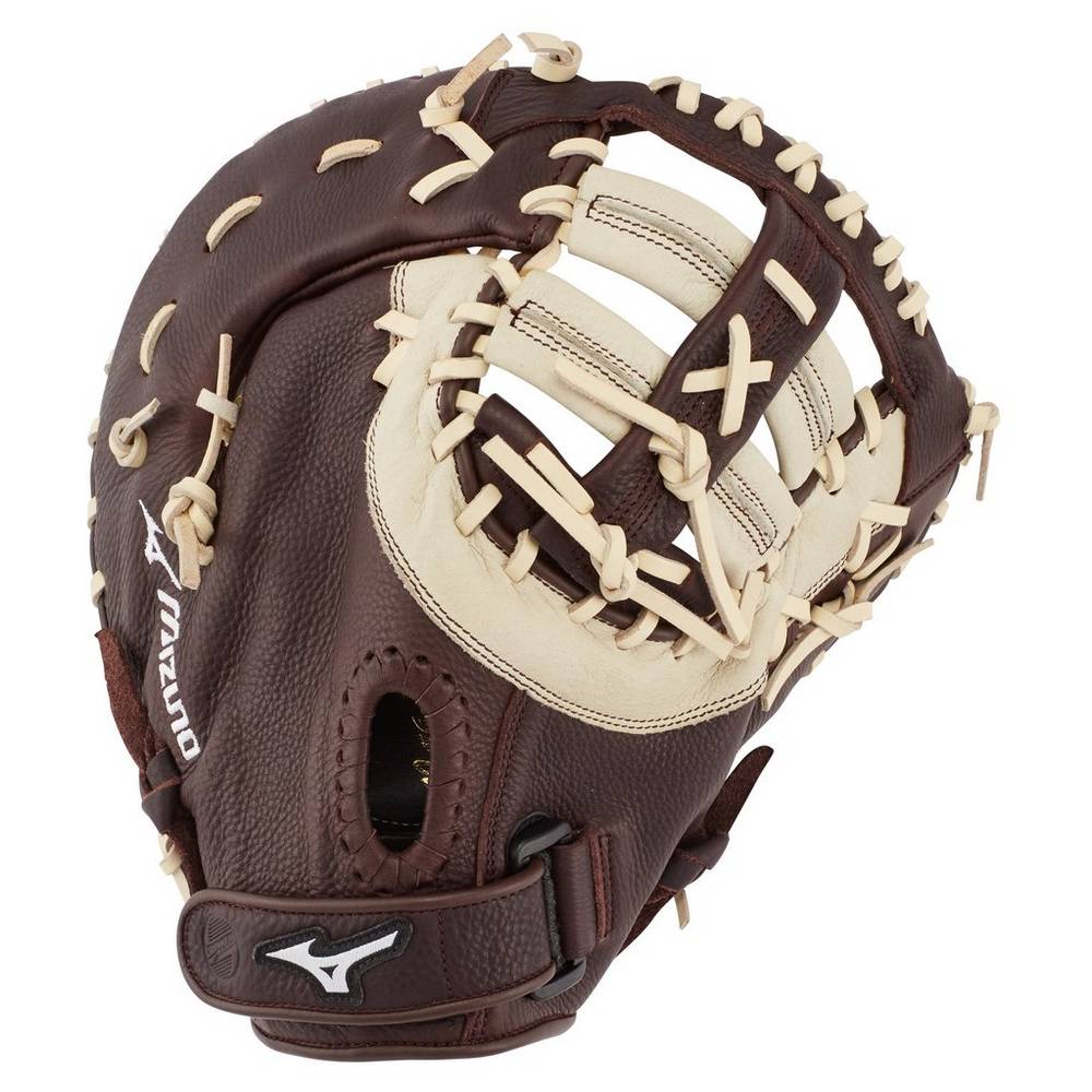 Mens Mizuno Franchise Series First Base 12.5" Baseball Catchers Mitt Coffee/Silver Philippines (SKFC